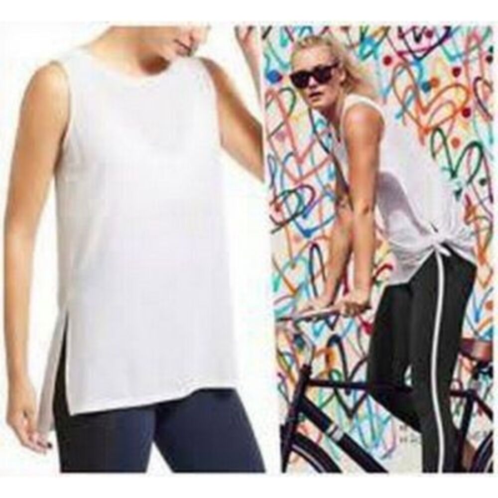 ATHLETA Women’s White Sleeveless Side Split Tank Top Size Medium Style #591361